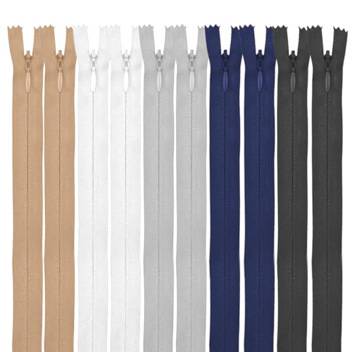 BQRKOTM Cerniere Invisibili in Nylon da 40 cm, 10 Pezzi Cerniere non separabili per Cucito e Artigianato, Multicolore, Jacket pelletteria jeans pantaloni vestito gonna abbigliamento cucito