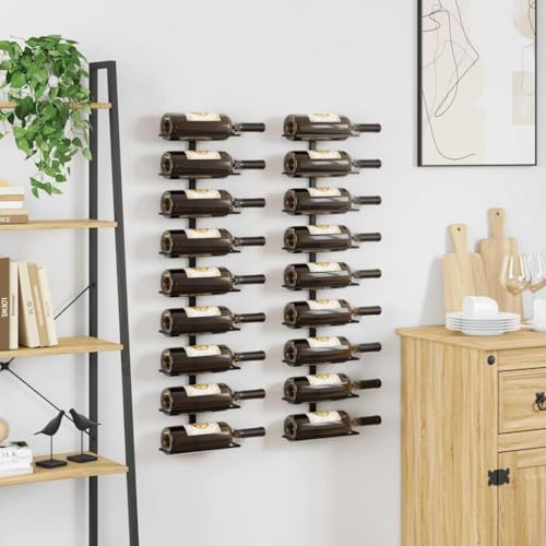 Soporte para botellas de vino negro de hierro de pared miniatura 3