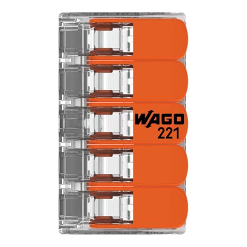 Image of WAGO 221-415 | Pack of 8 | 5-Conductor Compact | Quick & Safe Electrical Wire Connector for Solid, Stranded & Flexible Wires | Transparent Housing
