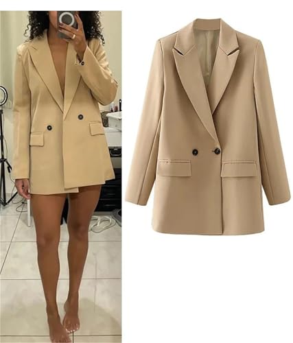 Women's Notched Lapel Two Button Blazer Jacket