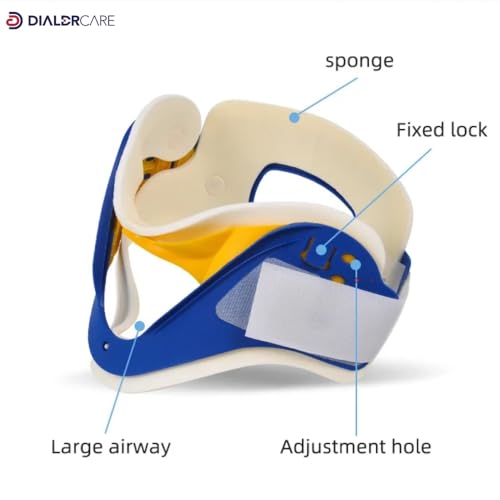 Image of DIALDRCARE Foam Adjustable Cervical Neck Collar Brace For Spinal Pain And Pressure Relief Yoga Home Office, One Size