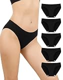 INNERSY Nahtlose Slips Damen Schwarz Seamless Unterwäsche Baumwolle Pantys Nahtlos 5er Pack (S, Schwarz)