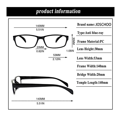 Image of JOSCHOO Computer Reading Glasses for Women and Men 6 Pack Blue Light Blocking Spring Hinge Readers