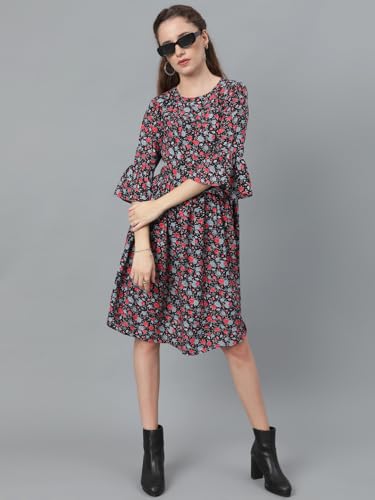 Image of KOTTY Women's Polyester Blend Fit and Flare Knee-Length Dress