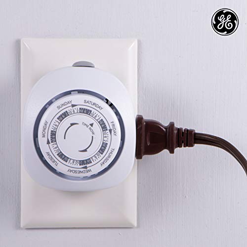 Ge Home Electrical 7-Day Vacation Indoor Plug-In Mechanical Timer, 1 Polarized Outlet Timer, Pre-Programmed On/Off Times For Home Security, Ideal For Lamps, Seasonal Lighting, Light Timer, 15151 #TOP4