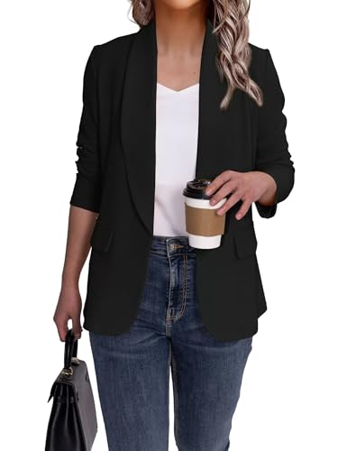 Ahlaray Women's Blazer Business Casual Lapel Collar Long Sleeve Open Front Work Office Suit Jacket Blazer, S-XL4