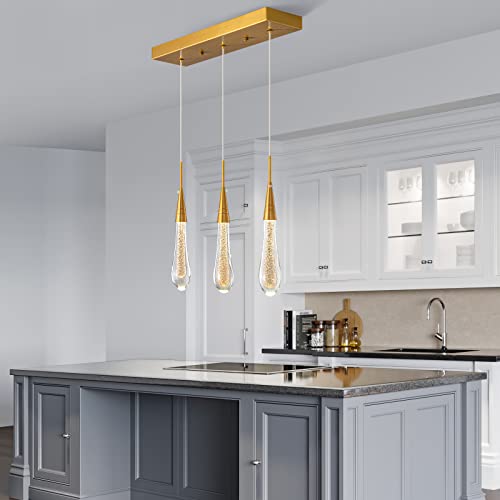 Plafonnier LED moderne dorè cristal intensitè variable cuisine