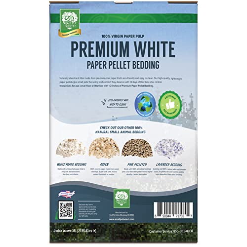 Small Pet Select - Premium White Small Animal Pellet Bedding For Rabbit, Hamster & Guinea Pig Cages And Litter Pans - Lightweight & Odor Controlling Paper Pellets Safe For Small Animals - 35L #TOP3