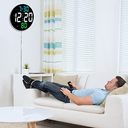 Amgico Large Digital Wall Clock, 9 Inch Digital Clock Large Display, 4 Level Brightness, Temperature, Remote Control, Date, Indoor, 12/24H, Led Alarm Clock For Bedrooms, Office,Elderly #TOP7