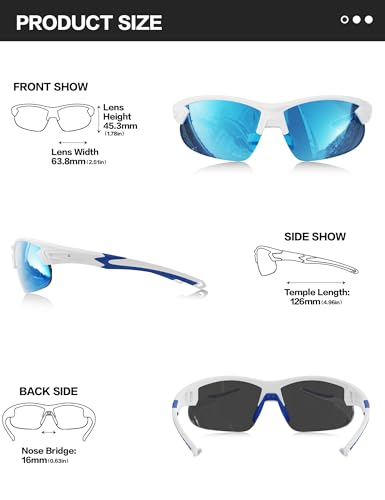 Image of BIRCEN Mens Polarized Sunglasses for Sports: TR90 Lightweight Sun Glasses Wrap Around Shades for Fishing Driving Cycling