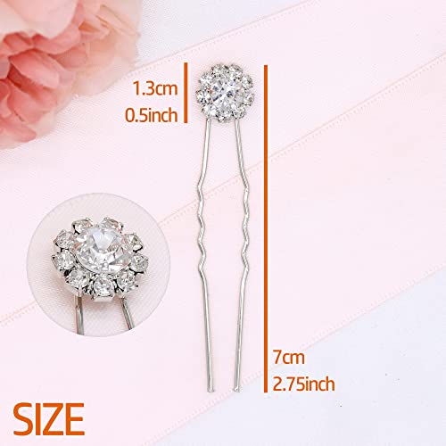 Ammei Headpiece Crystal Bridal Hair Pins Clips Wedding Hair Accessories Hair Set Jewelry With Rhinestone For Brides And Bridesmaids Set Of 12 (Silver) #TOP1