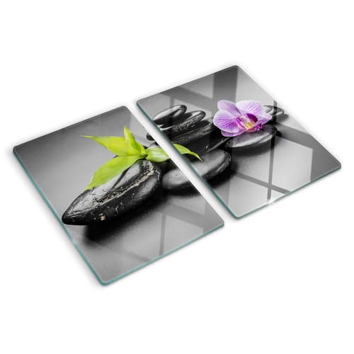 Image of Tempered Glass Chopping Board 2x40x52 cm Grip Feet Rectangular Glass Printed Easy to Clean Stain and Heat Resistance Polished Edges Bacteria-Resistant Smooth Surface Food Contact - Zen Stones