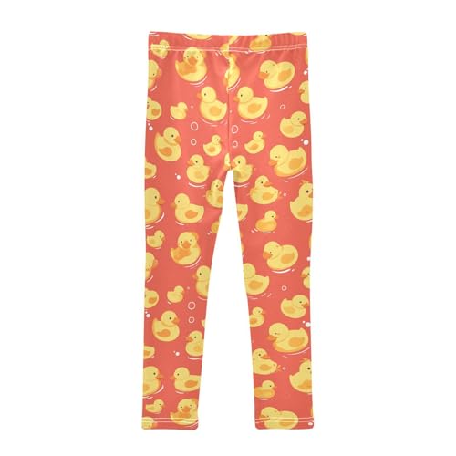 KLL Children Cute Yellow Rubber Ducks Little Girls Athletic Leggings Fashion High Waisted Pants Gym2