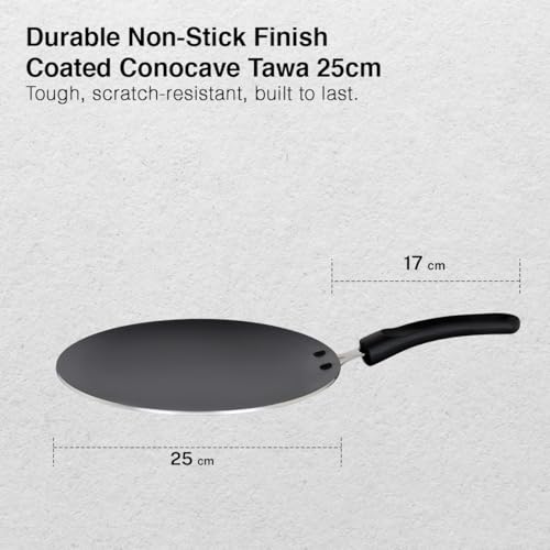 Image of Prestige Aluminium Omega Select Plus Non-Stick Concave Tawa, 25 cm,Black