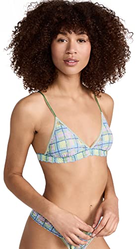 Hanky Panky Women's Hazy Morning Padded Bralette Wrapped, Hazy Morning, Blue, Plaid, M #TOP11