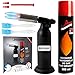 Chalumeau de Cuisine Professionnel Kit Complet avec Bouteille de Gaz 300ml + 2 Pinceaux Inclus, Chalumeau à 2 Sorties de Flamme Rechargeable en Butane pour Crème Brûlée, Pâtisserie et Barbecue