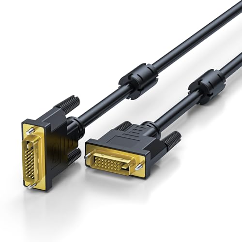 DVI to DVI Cable, Shielded 2k Monitor Cable with Ferrite Cores – High-Performance DVI Cord for PC, Laptop, Projector, HDTV (6.6FT)