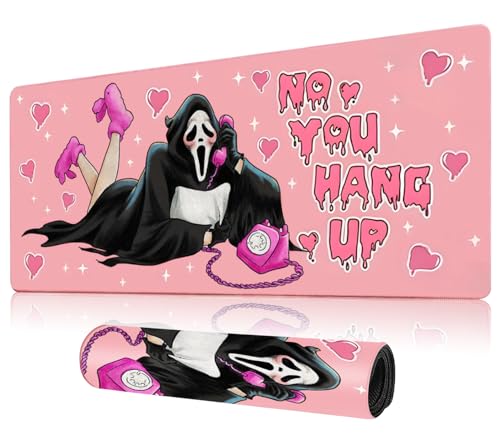 Ghost face Gaming Mouse Pad,Pink Desk Mat,Cute Desk Mat,Extended Desk ...