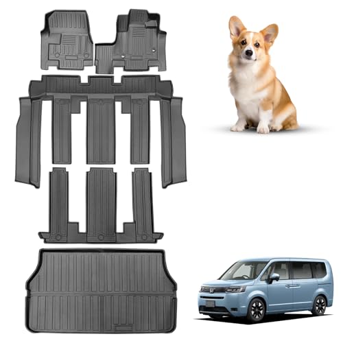 【ANTSVNN】対応 新型 ステップワゴン RP6 RP7 RP8 専用 フロアマット+ラゲッジマット STEPWGN AIR SPADA RP系 6代目 3D立体ステップワゴン フロアマットTPE素材 防水滑り止め耐汚保護 手入れ簡単)(1-3列目+