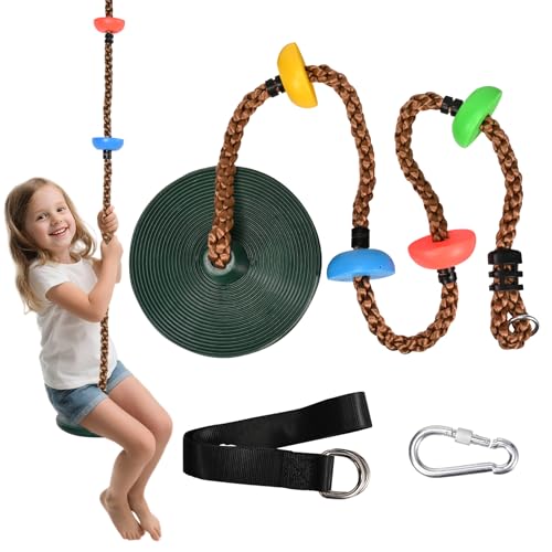 kletterseil,klettergerüst Outdoor,Schaukel Outdoor Kinder Kletterseil Schaukel mit Plattform,Baum Scheibe Schaukel Kletterseil Draussen Tellerschaukel für Garten, belastbar bis ca. 200kg