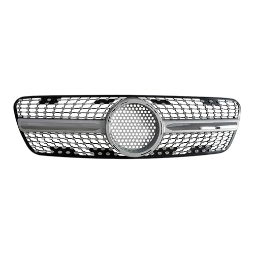 Front Grill Racing Grill Front Grille Compatible For Mercedes Benz W163 ML Class ML320 ML350 1999-2004 Upper Bumper Hood Mesh With Insect Proof Cover(A Silver)