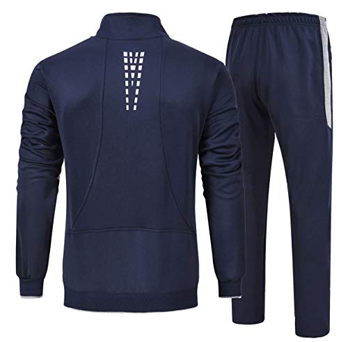 Rdruko Men's Sports Tracksuit Long Sleeve Full Zip Running Gym Set Activewear(Blue Grey,Us Xl) #TOP1