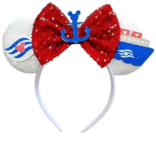 CLGIFT mouse Ears headband, white, Holiday mouse Ears (Cruise)