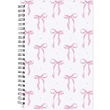 INCOK Coquettte Pink Bow Notebook - Preppy Stuff Preppy School Supplies Cute Spiral Notebook 5.5 x 8.3 Inches Aesthetic Journal School Office Stationary for Girly Women
