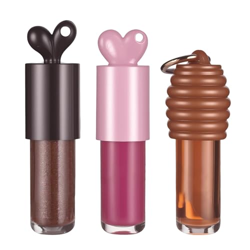 Juego de 3 botes de brillo de labios hidratante, maquillaje hidratante de larga duración, fórmula de cuidado nutritivo con acabado de brillo para niñas