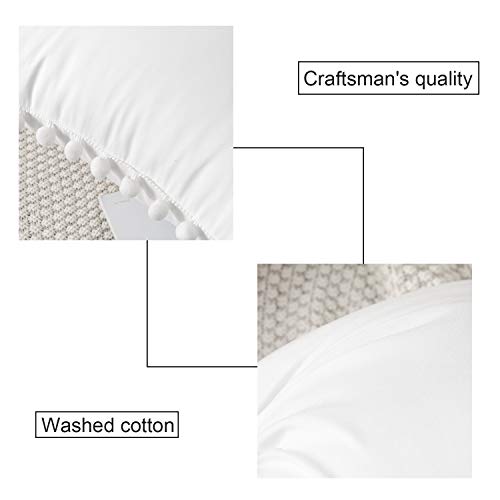 Cawanfly Set Of 2 Decorative Throw Pillow Covers With Cute Pom Pom, Square Soft Cushion Case Home Decor For Couch Sofa Bed 12X20Inch/30X50 Cm (White) #TOP5