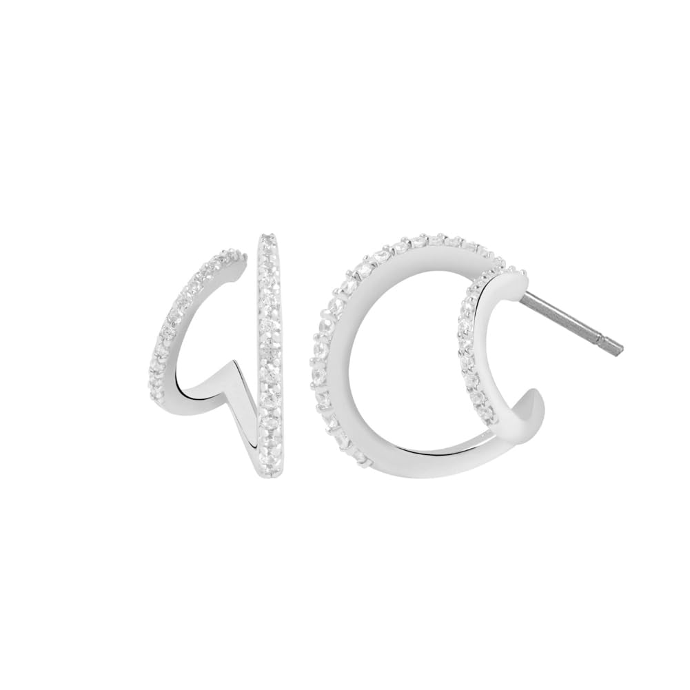 Obidos 14K Gold Plated Triple Huggie Illusion Stud Earrings | Double Huggie Hoop Earrings for One Hole | Gold Hoop Earrings for Women | Drop earrings