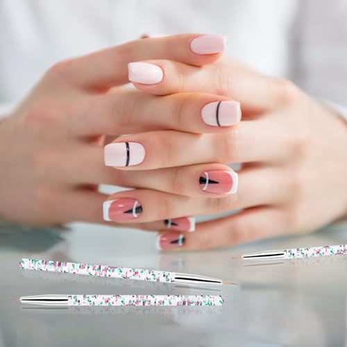 Sibba Nail Brush Polish Tip 8 Pcs Paint Dotting Pen Tools Art Thin Line Removers Applicator Finger Extension Manicure Gel Flat Round Fit Salon Home DIY Fingernail Detail Design Builder Set - Image 8