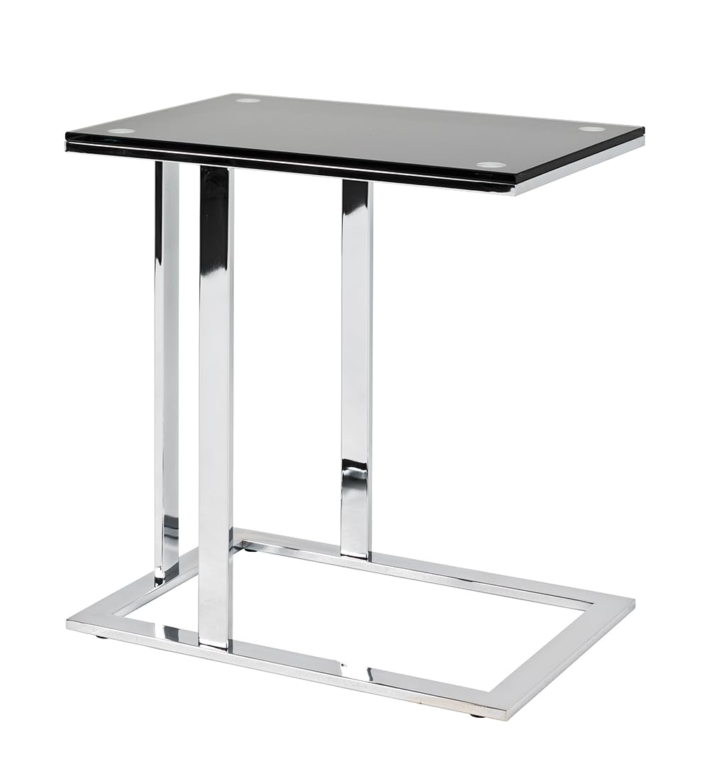 HAKU Beistelltisch Chrom schwarz Metall Couchtisch Sicherheitsglas 10 mm - Maße: B 54 x H 58 x T 37 cm Style: Modern