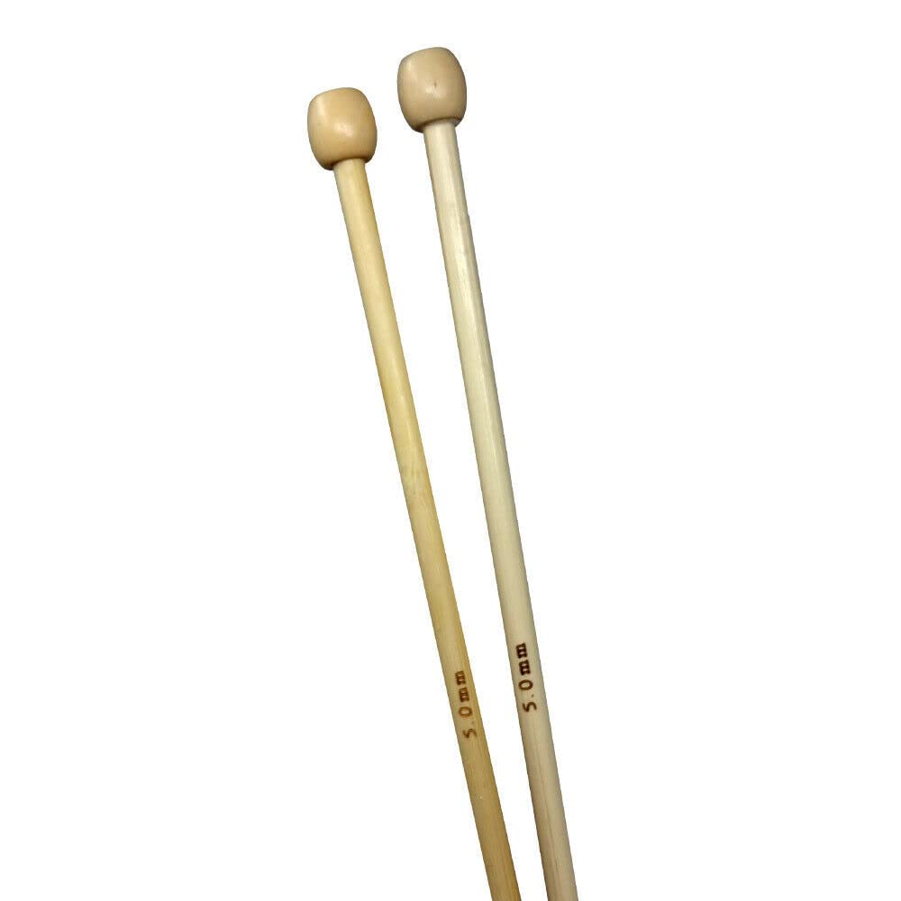Laurel & MasonKnitting Needles Bamboo Single Point Eco Friendly Pair 25cm x 5mm