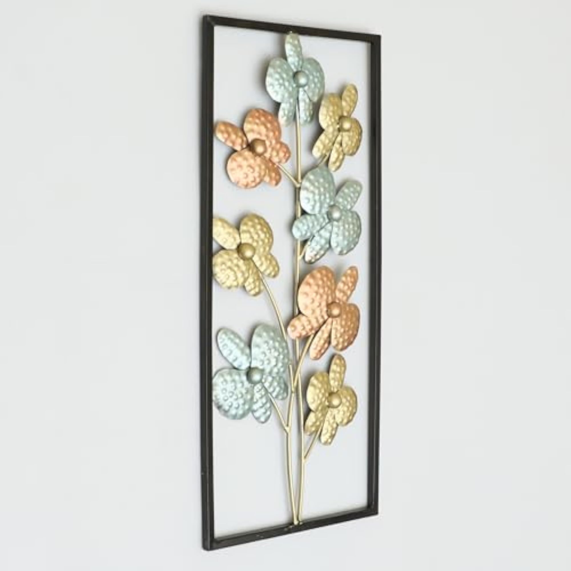 Multicolor Metal Rectangular Kanak Flower Wall Frame