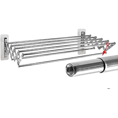 LMZPJ Wandtrockner Metall Wand-Wäschetrockner Ausziehbar Wäscheständer Wandmontage Akkordeon ausziehbare Wäscheleine Handtuchhalter for Bad Balkon Wäschekammer Cover