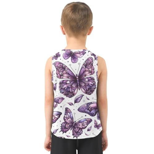 susiyo Purple Color Butterfly Boys Sleeveless Tank Top Girls Athletic T Shirt3