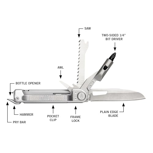 Image of Gerber Gear Armbar Trade 8-in-1 Multi-Tool - 2.5 inch Plain Edge Blade, Pry Bar, Hammer - EDC Gear and Equipment - Silver