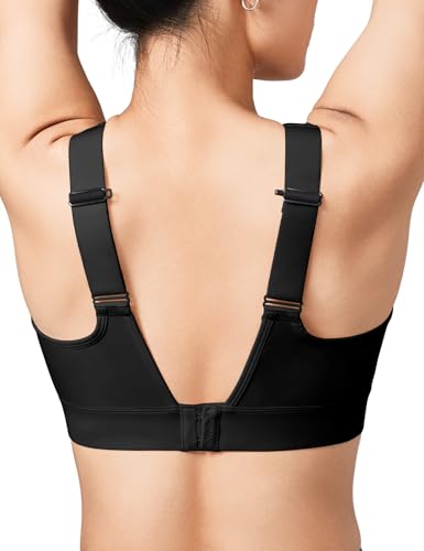 イベット スポーツブラ 揺れない レディース 後ろホック 一体型カップ ノンワイヤー 通気 クロスバック Uバック フィットネス ジム 大きいサイズ スポブラ ランニング用 2XL Plus ブラック