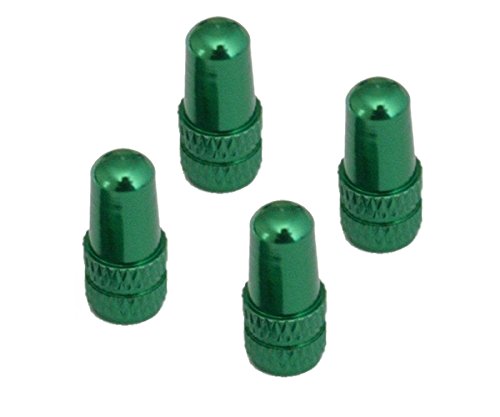 4x Presta Bicycle high Pressure CNC Aluminium Valve Caps - Green by Lighter Price