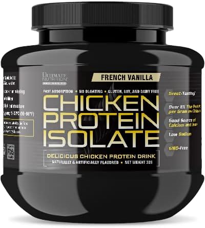 Ultimate Nutrition Mezcla de bebida aislada de proteína de pollo, sin gluten, sin OMG, con 0.81 onzas de proteína por cucharada (ponche de fresa, 14
