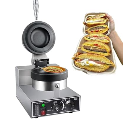 ZEEKYFOR Elektrisches Burger-Waffeleisen, Kommerzielle Antihaftbeschichtete Burger-Presse, EIS-Burger-Maker 4 Zoll, 1200 W, 50–300 °C