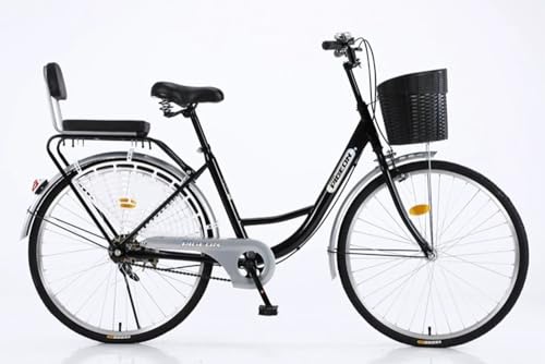 Kcolic Bicicleta con Cuadro Acero 24/26 Pulgadas Y 21 Velocidades, Bicicleta Urbana para Adultos, Bicicleta Paseo para Playa, Opción Cuadro con Marco Inclinado A,24in