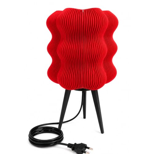 Image of Aura Modern Table Lamp for Bedroom | Premium PLA Decorative Bedside Light | Warm Ambient Night Lighting for Living Room Home Decor Office Study (Red Glow)