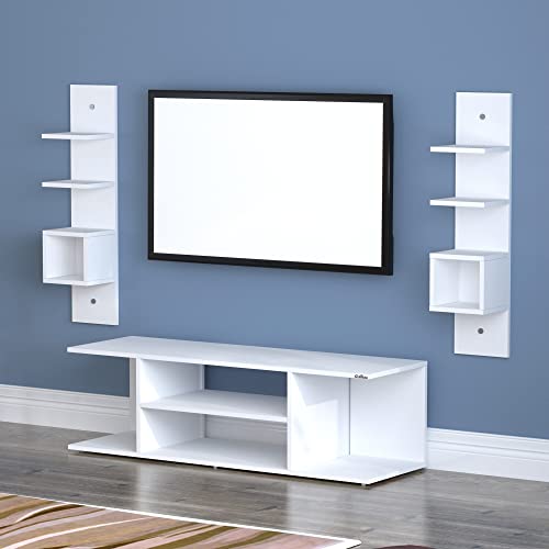 Image of Anikaa Emma Engineered Wood TV Unit /TV Stand /Floor Standing TV Unit /TV Cabinet /TV Entertainment Unit (White) - Ideal for Upto 55 inch(D.I.Y)