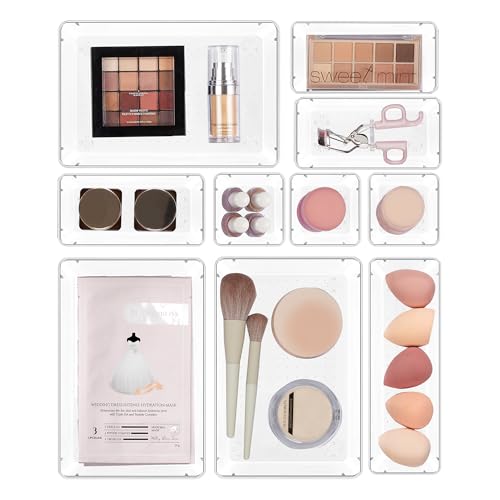 Vtopmart 10 Stücke Schminktisch Organizer mit 4 Größen, Schubladen Organizer, Schubladen Ordnungssystem für Makeup, Küchen, Badezimmer, Büro., 10.42 €