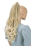 PRETTYSHOP 60cm Haarteil Ponytail Zopf Pferdeschwanz Haarverlängerung Voluminös Leicht Gewellt Hellblond Mix H89