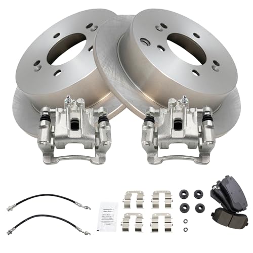Image of TRQ Rear Brake Pad & Rotor Kit Ceramic Compatible with 2010-2015 Hyundai Tucson 2011-2016 Kia Sportage
