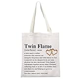 MEIKIUP Soulmate Twin Flame Gift Twin Flame Canvas Tote Bag Shopping Bag Twin Flame Spiritual Gift for Twin Flame (Twin Flame Tote Bag)