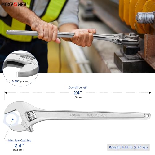 MAXPOWER 24 inch Adjustable Wrench, Heavy Duty Spanner Wrenches by MAXPOWER - Image 2